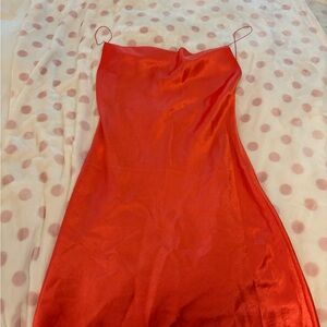 Double Zero Orange Satin Mini Dress